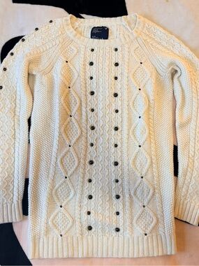Cable Knit Sweater with Decorative Studs